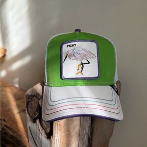 Goorin Bros “Picky” Green and White Bird Trucker Hat